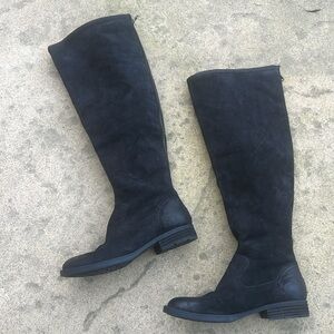 BORN Bornman Black Distressd Leather Tall Zipper Back Riding Boot Women's Size 8